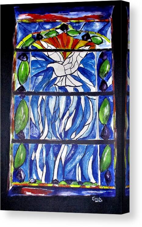 Stained Glass Canvas Print featuring the painting Solace, Now and Forever by Clyde J Kell