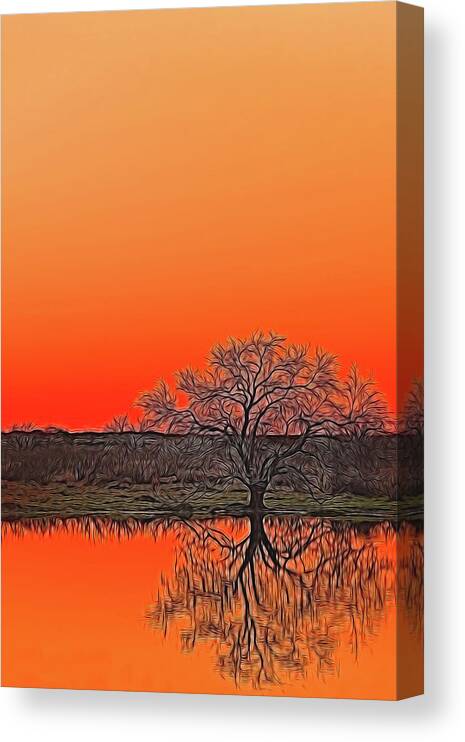Sunset Canvas Print featuring the digital art Solitude Standing by Brad Barton