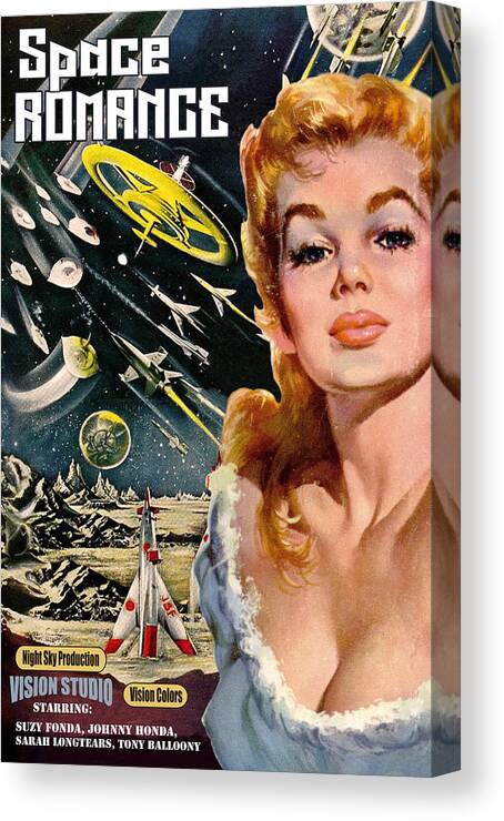Pinup Canvas Print featuring the digital art Space Romance by Long Shot