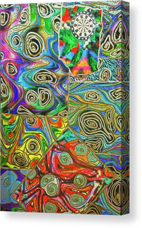 Darts Canvas Print featuring the mixed media Squiggly Darts With Squiggly Parts by Debra Amerson
