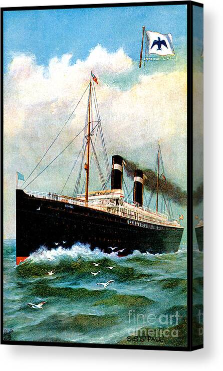 Paul Canvas Print featuring the painting SS Saint Paul Cruise Ship by Unknown