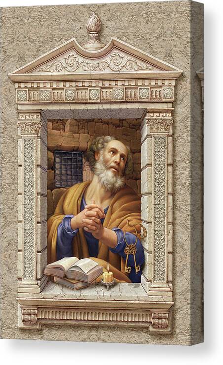 Christian Art Canvas Print featuring the painting St. Peter by Kurt Wenner