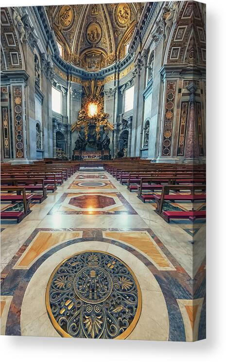 Altar Canvas Print featuring the photograph St Peter's Basilica by Manjik Pictures