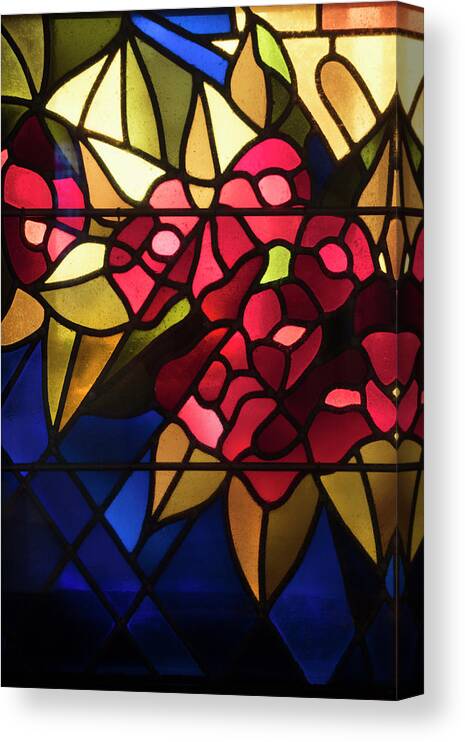African Canvas Print featuring the photograph Stained Glass Roses by Debra and Dave Vanderlaan