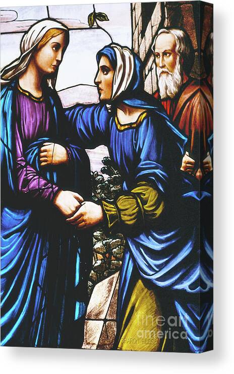 Stained Glass Canvas Print featuring the photograph stained glass prints - The Visitation by Sharon Hudson