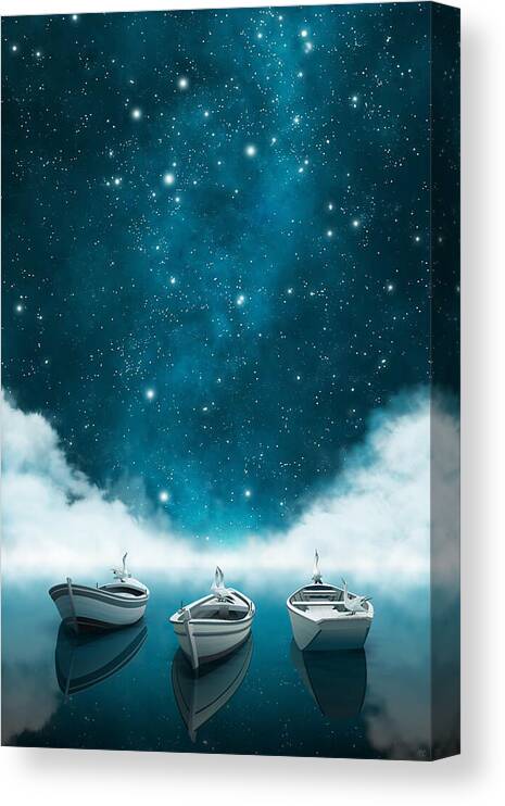 Sailing Seven Seas Canvas Print featuring the digital art Stargazing - The Southern Cross by Moira Risen