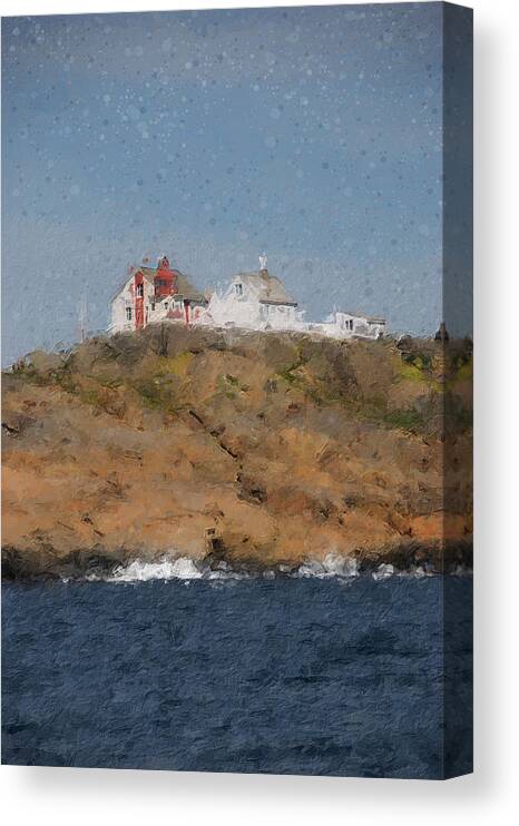 Lighthouse Canvas Print featuring the digital art Stavernsodden lighthouse by Geir Rosset