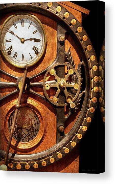 Steampunk Art Canvas Print featuring the photograph Steampunk - Clock - The dial recorder by Mike Savad