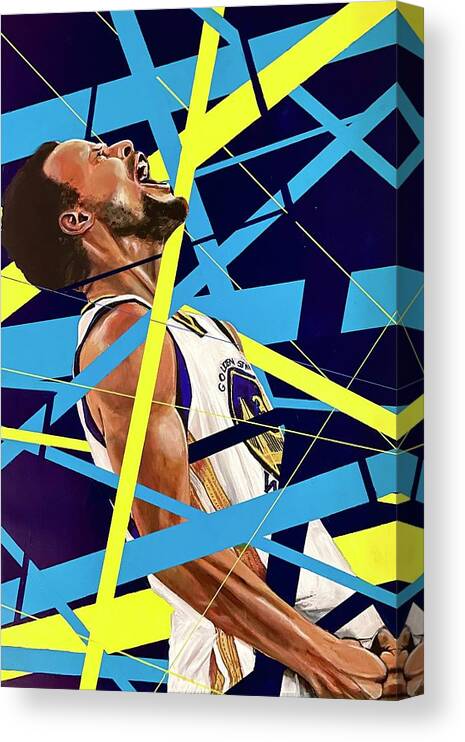 Steph Currry Canvas Print featuring the painting Steph Curry Warriors by Joel Tesch