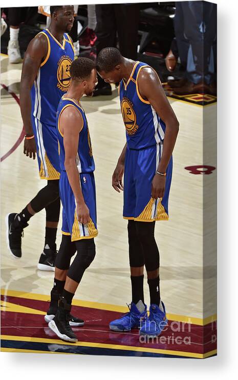 Playoffs Canvas Print featuring the photograph Stephen Curry and Kevin Durant by David Liam Kyle
