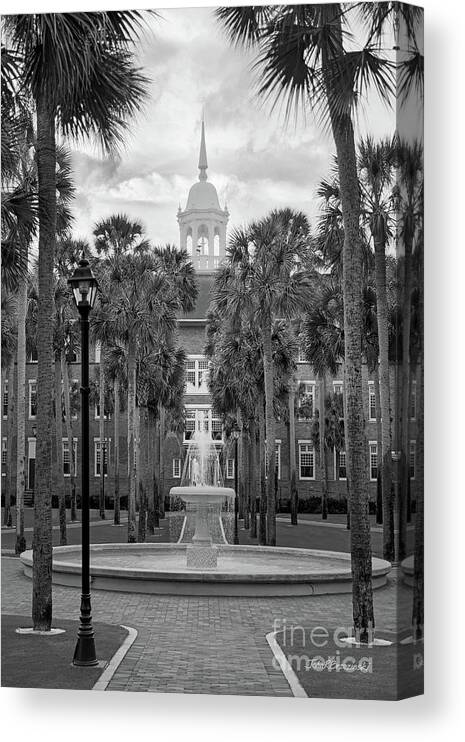 Stetson University Canvas Print featuring the photograph Stetson University Palm Court Fountain by University Icons