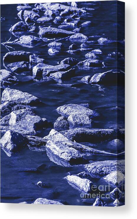 Blue Canvas Print featuring the photograph Stony shallows by Jorgo Photography