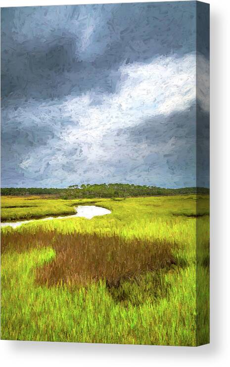 Water Canvas Print featuring the photograph Storm Over a Salt Marsh by W Chris Fooshee