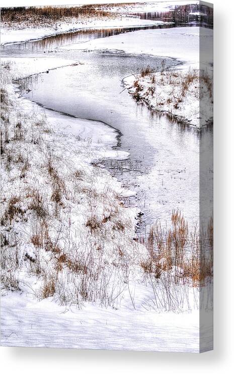  Stream Canvas Print featuring the photograph Stream in Winter by Randy Pollard