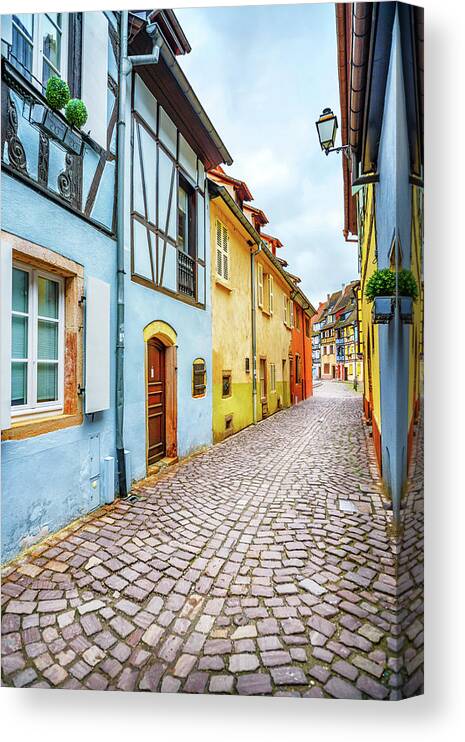 Alsace Canvas Print featuring the photograph Street of Alsace, Colmar by Stefano Orazzini