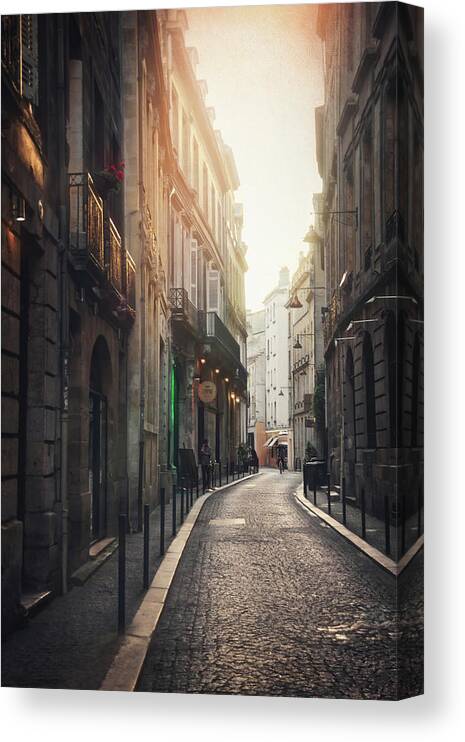 Bordeaux Canvas Print featuring the photograph Streets of Bordeaux France Evening Light by Carol Japp