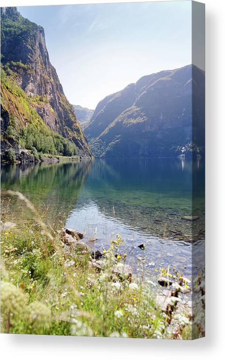Summer Canvas Print featuring the photograph Summer Flowers by Mountain Lake by Nicklas Gustafsson