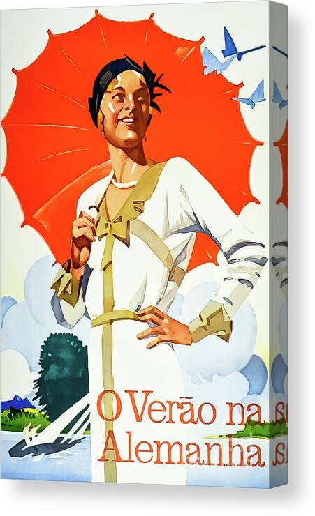 Classic Canvas Print featuring the drawing Summer in Germany Travel Poster 1924 by M G Whittingham
