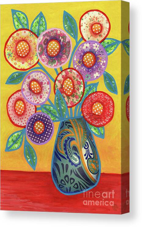 Flowers In A Vase Canvas Print featuring the painting Sunset Bouquet by Amy E Fraser