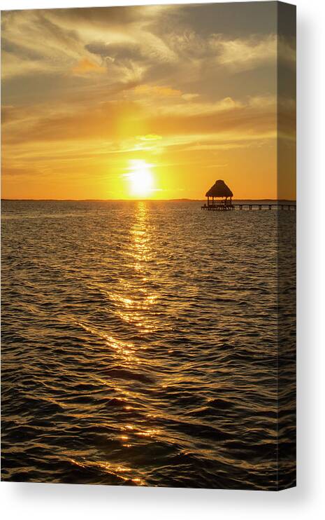 Ambergris Canvas Print featuring the photograph Sunset in Belize by Cindy Robinson