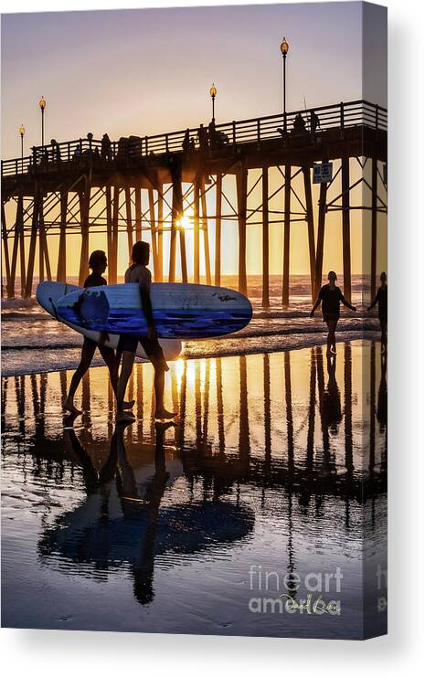 Beach Canvas Print featuring the photograph Sunset Silhouette at Oceanside Pier by David Levin