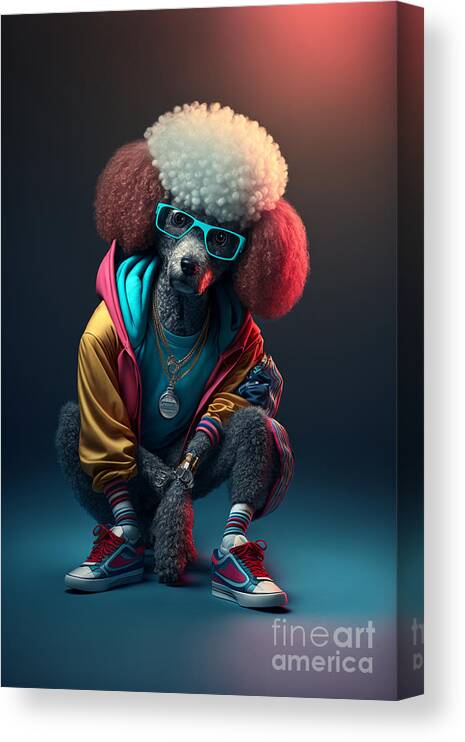 Sup Dawgg Canvas Print featuring the mixed media Sup Dawgg Poodle by Jay Schankman