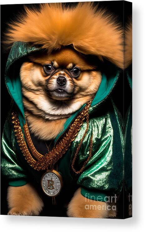 'sup Dawgg Pomeranian Canvas Print featuring the mixed media 'Sup Dawgg Pomeranian by Jay Schankman
