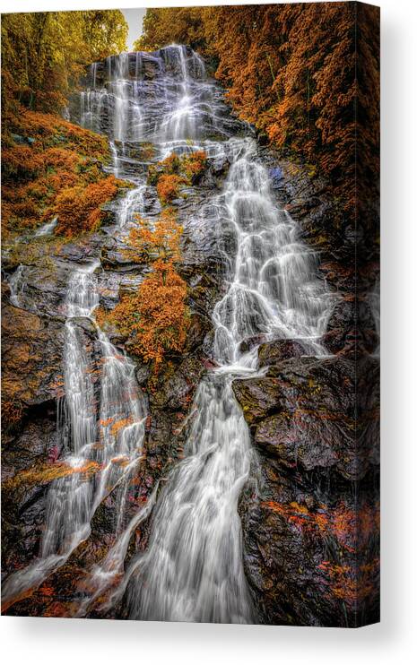 Waterfall Canvas Print featuring the photograph The Autumn Beauty of Amicalola Falls by Debra and Dave Vanderlaan