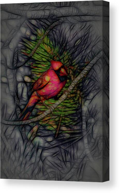 The Cardinal Canvas Print featuring the digital art The Cardinal 3 by Ernest Echols