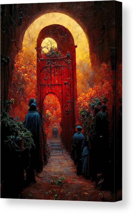 The Gates Of Karma Canvas Print featuring the painting The Gates of KARMA - oryginal artwork by Vart. by Vart
