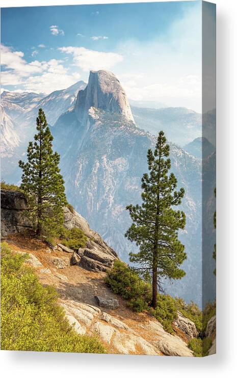 Landscape Canvas Print featuring the photograph The Half Dome guardians by Davorin Mance