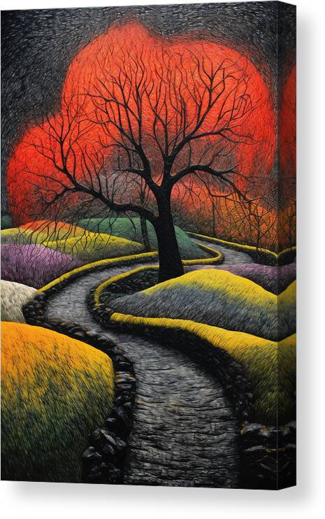 Landscape Canvas Print featuring the painting The hidden Path by My Head Cinema