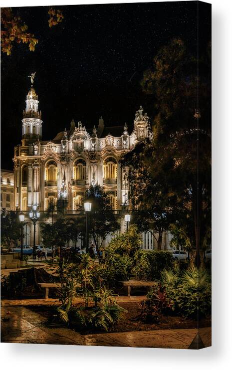 Hotel Inglaterra Canvas Print featuring the photograph The Hotel Inglaterra seen from the garden by Micah Offman