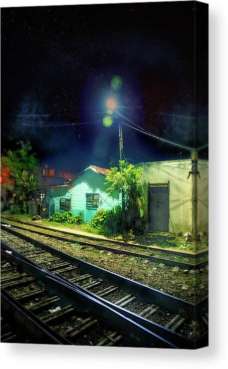 Camaguey Canvas Print featuring the photograph The house along the railroad by Micah Offman