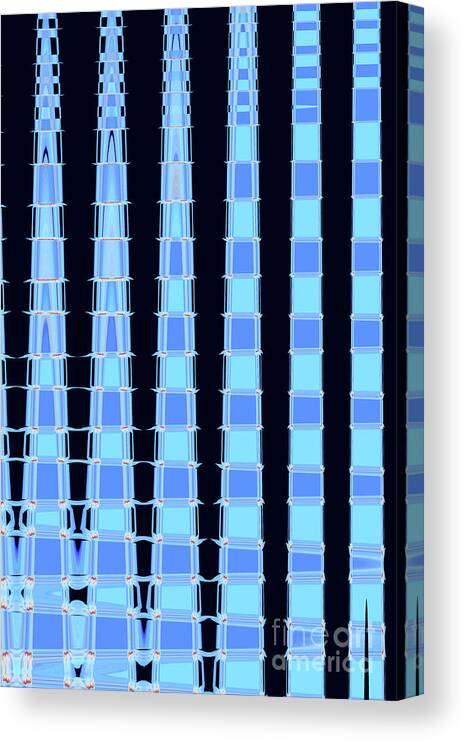Lily; Blue; Black; Flower; Cubes; Squares; Cube; Square; Abstract; Graphic; Vertical; Digital; Photo Manipulation Canvas Print featuring the digital art The Lily Pond by Tina Uihlein