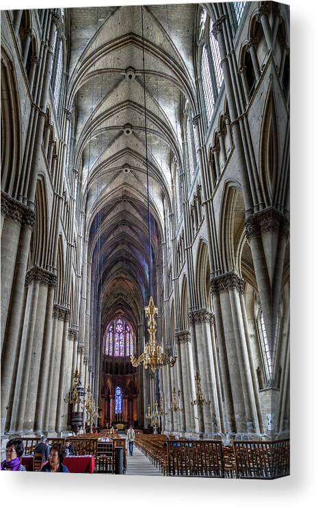 Cathedral Canvas Print featuring the photograph The Nave of Reims Cathedral by W Chris Fooshee
