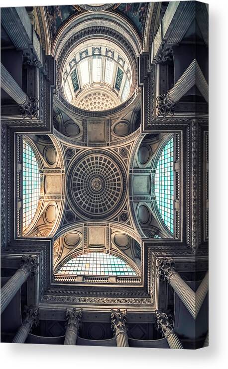 Ancient Canvas Print featuring the photograph The Pantheon Ceiling by Manjik Pictures