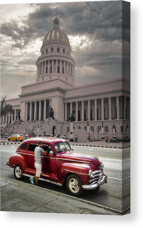 Cuba Canvas Print featuring the photograph The People at the Capitolio by Micah Offman