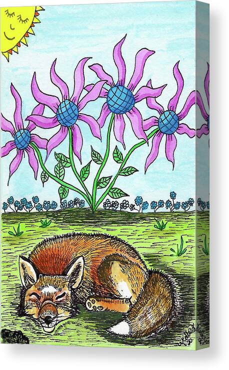 Fox Canvas Print featuring the painting The Sleeping Fox by Christina Wedberg