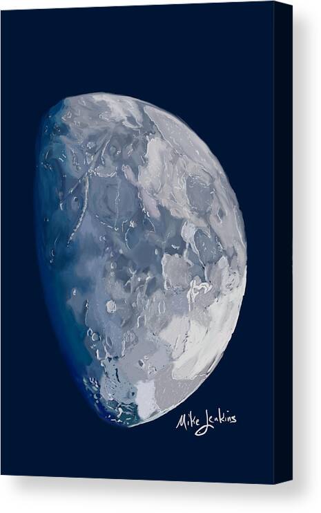 Moon Canvas Print featuring the digital art The Smaller Light by Mike Jenkins
