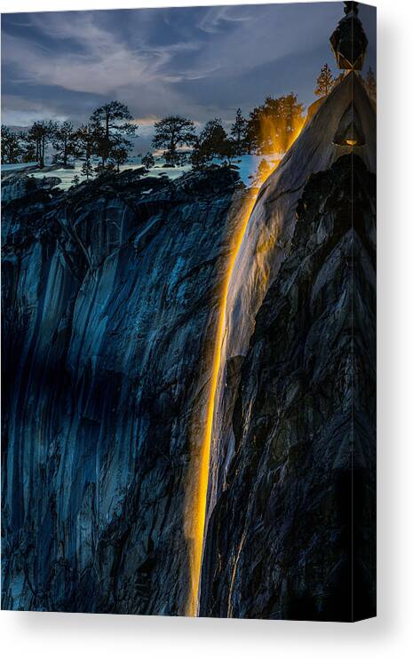 Firefalls Canvas Print featuring the photograph The Yosemite Horsetail Falls - Firefalls by Amazing Action Photo Video