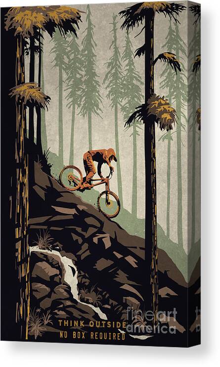 Mountain Bike Canvas Print featuring the painting Think Outside No Box Required by Sassan Filsoof