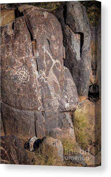 Ancient Canvas Print featuring the photograph Three Rivers Petroglyphs #4 by Blake Webster