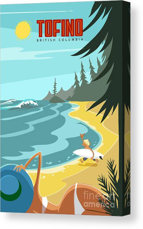 Travel Poster Canvas Print featuring the painting Tofino Travel Poster by Sassan Filsoof