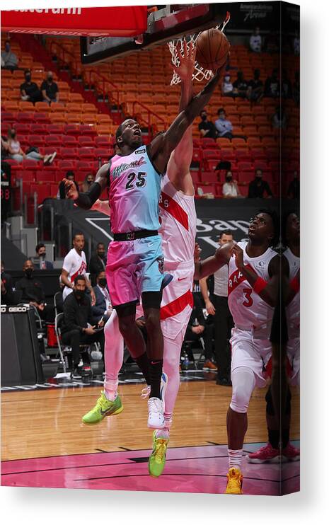 Nba Pro Basketball Canvas Print featuring the photograph Toronto Raptors v Miami Heat by Issac Baldizon