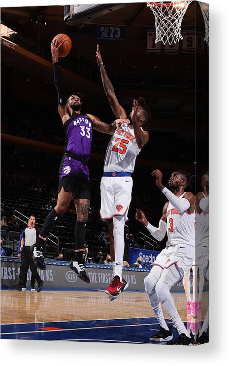 Gary Trent Jr Canvas Print featuring the photograph Toronto Raptors v New York Knicks by Nathaniel S. Butler