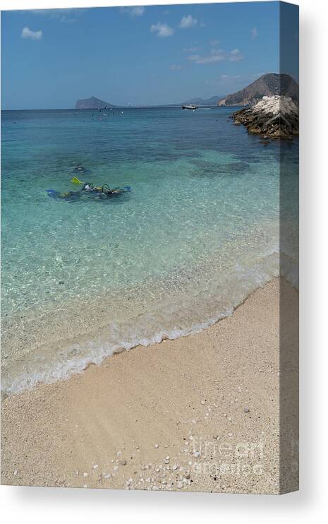 Mediterranean Canvas Print featuring the photograph Turquoise blue sea water and diving in Calpe by Adriana Mueller