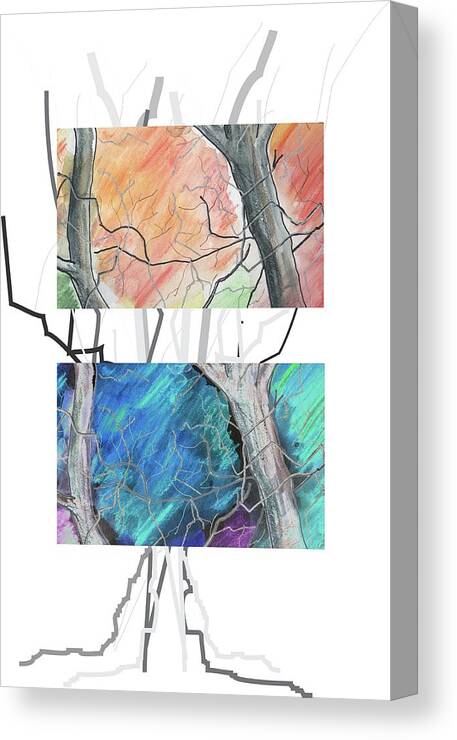Contemporary Canvas Print featuring the digital art Two Trees by Ted Clifton
