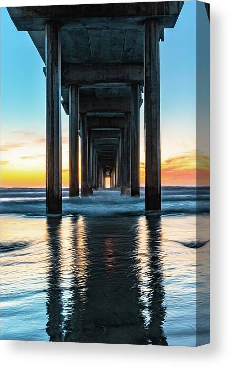 Pier Canvas Print featuring the photograph Under the Pier on a Summer Evening by Local Snaps Photography