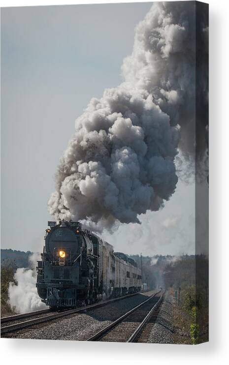 Railroad Canvas Print featuring the photograph UP Big Boy 4014 at Arkadelphia Arkansas by Jim Pearson